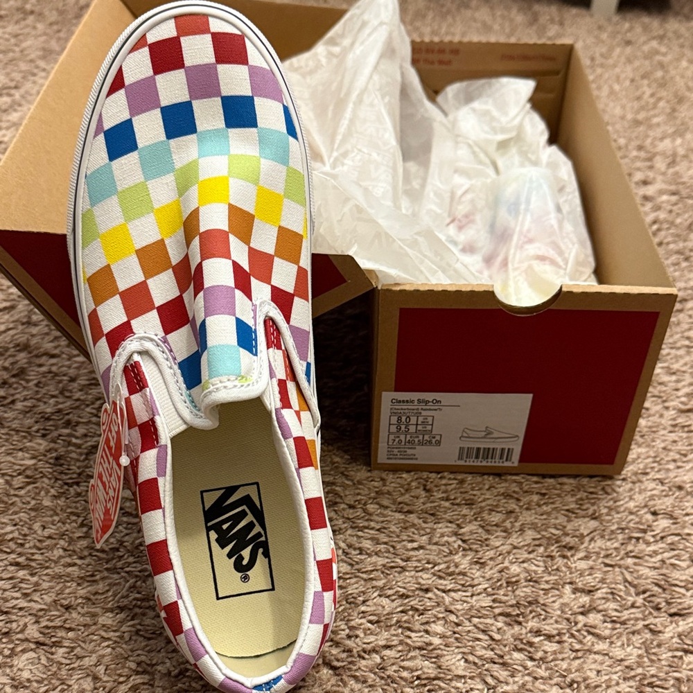 Vans Kids Slip-On Sneakers - Red and Multicolor Checkered
